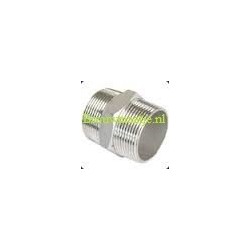 RVS Dubbele 6-k nippel 1"