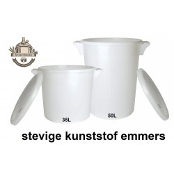 emmer 35 l wit plastic +deksel +handvatten