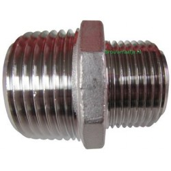 Verloopnippel 3/4" x 3/8" RVS